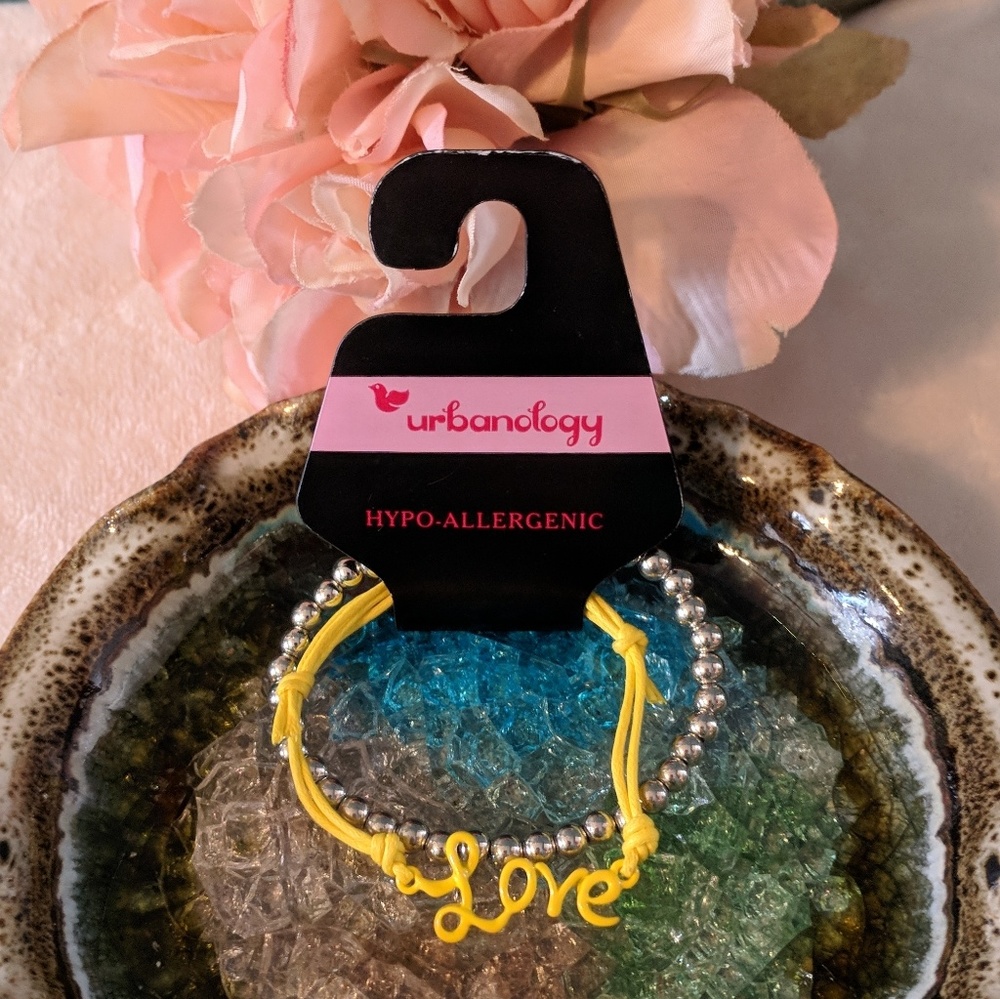 ♦️ B2G1FREE♦️ yellow love and silver bead Bracelet